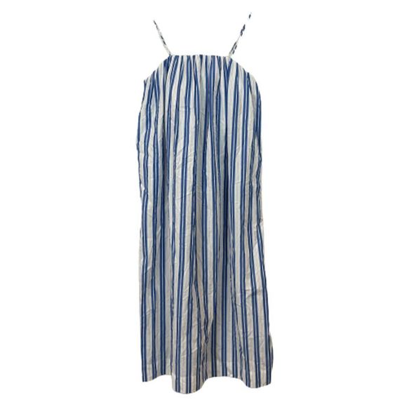 Ganni Blue and White Striped Midi Dress - Picture 2 of 14